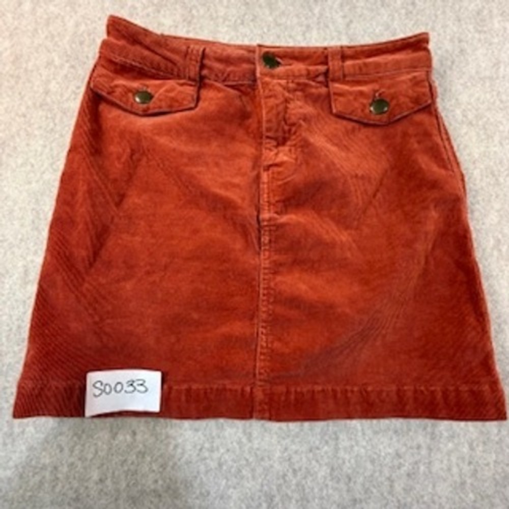 Versona Burnt Orange Corduroy Mini Skirt Rust Button‎ Front Modern Size 25